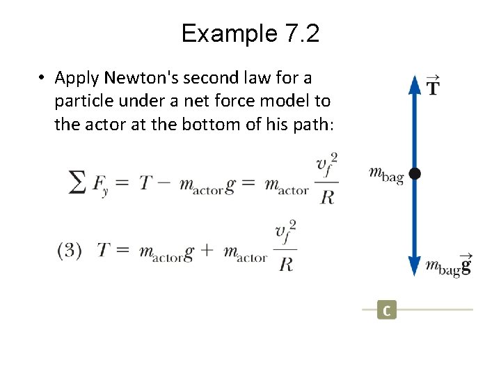 Example 7. 2 • Apply Newton's second law for a particle under a net