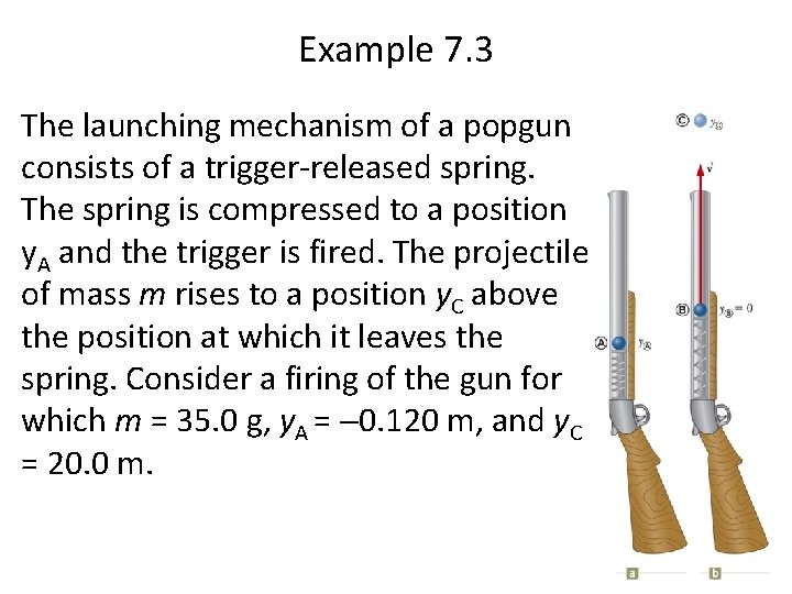 Example 7. 3 The launching mechanism of a popgun consists of a trigger-released spring.
