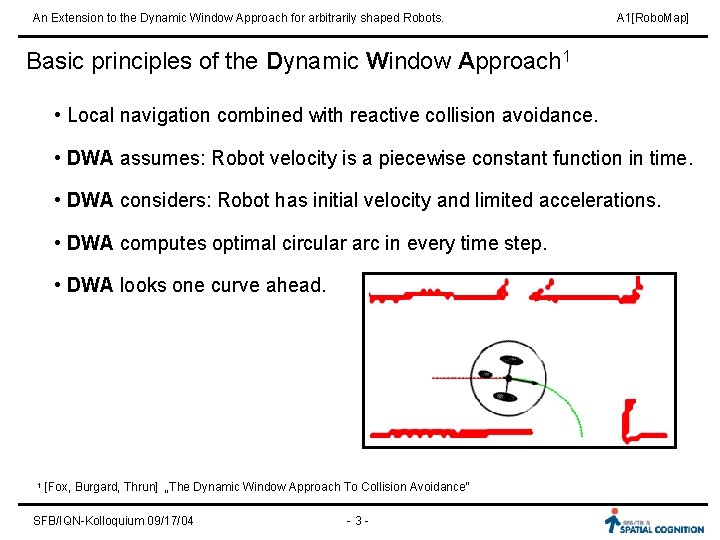 An Extension to the Dynamic Window Approach for arbitrarily shaped Robots. A 1[Robo. Map]