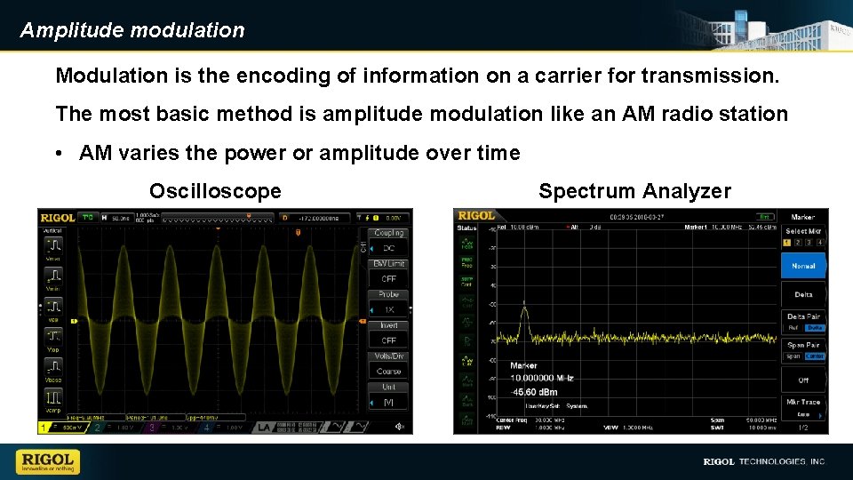 Amplitude modulation Modulation is the encoding of information on a carrier for transmission. The