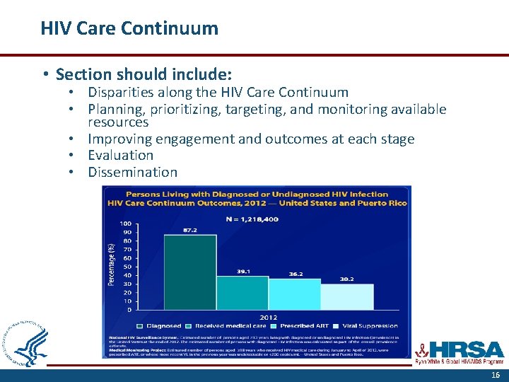 HIV Care Continuum • Section should include: • Disparities along the HIV Care Continuum