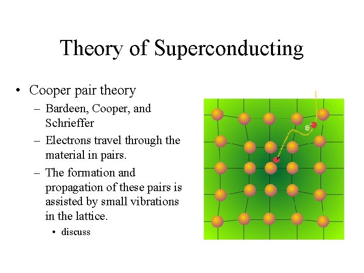 Theory of Superconducting • Cooper pair theory – Bardeen, Cooper, and Schrieffer – Electrons