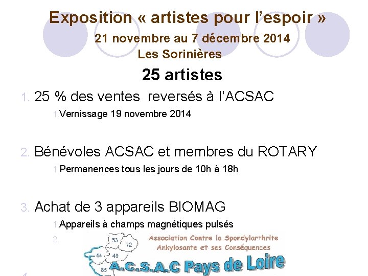  Exposition « artistes pour l’espoir » 21 novembre au 7 décembre 2014 Les