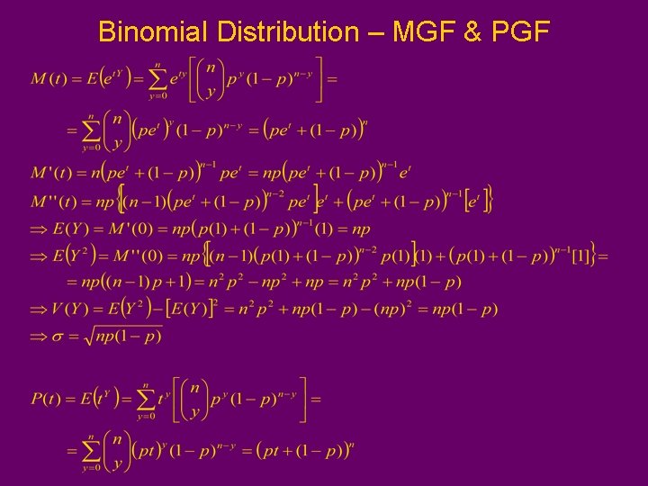 Binomial Distribution – MGF & PGF 