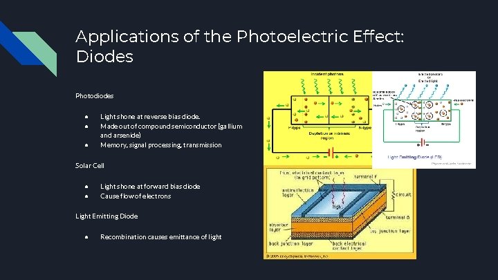 Applications of the Photoelectric Effect: Diodes Photodiodes ● ● ● Light shone at reverse