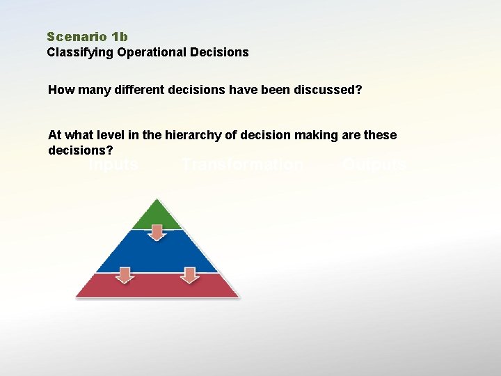 Scenario 1 b Classifying Operational Decisions How many different decisions have been discussed? At