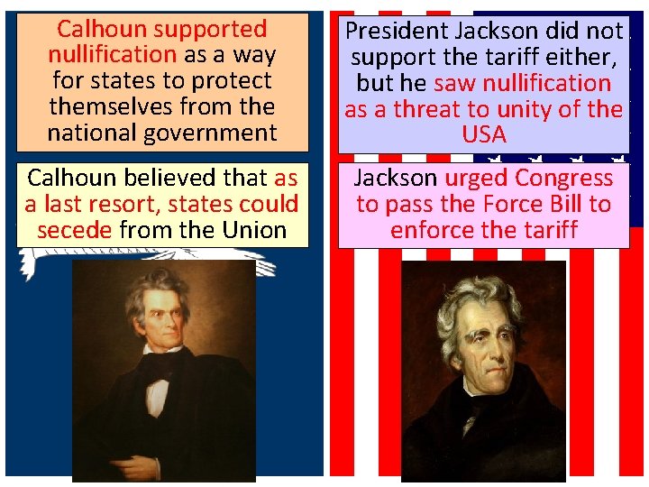 Calhoun supported nullification as a way for states to protect themselves from the national Calhoun supported nullification as a way for states to protect themselves from the national