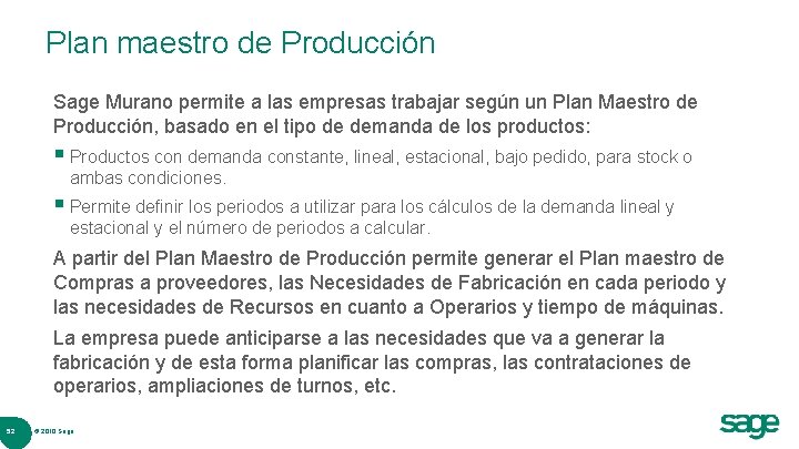 Plan maestro de Producción Sage Murano permite a las empresas trabajar según un Plan