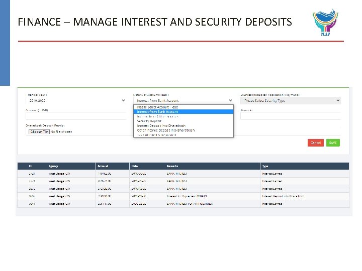 FINANCE – MANAGE INTEREST AND SECURITY DEPOSITS 