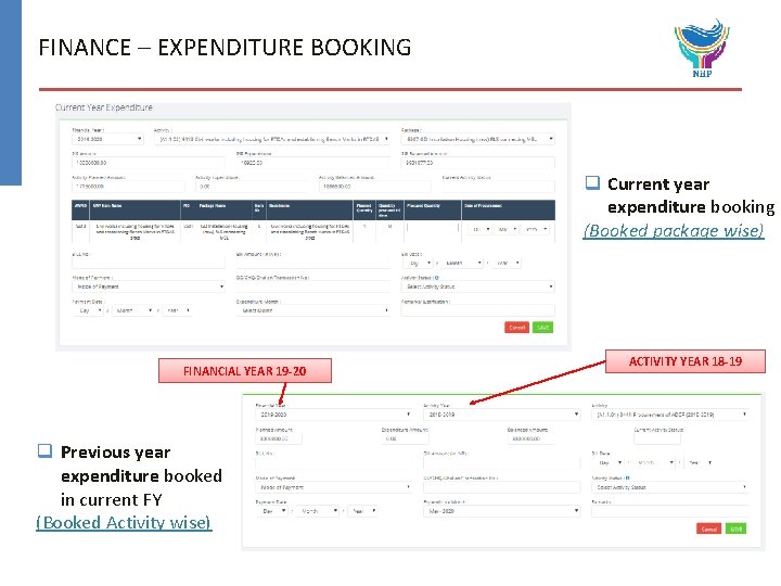 FINANCE – EXPENDITURE BOOKING q Current year expenditure booking (Booked package wise) FINANCIAL YEAR