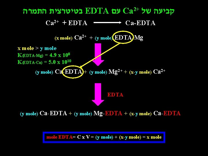  בטיטרצית התמרה EDTA עם Ca 2+ קביעה של Ca 2+ + EDTA (x