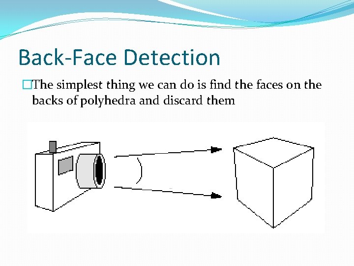 Back-Face Detection �The simplest thing we can do is find the faces on the Back-Face Detection �The simplest thing we can do is find the faces on the