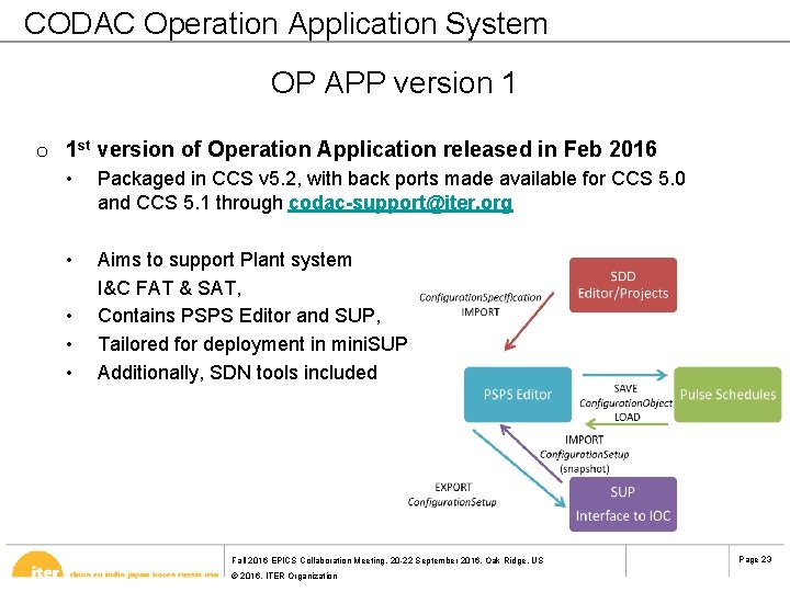  CODAC Operation Application System OP APP version 1 o 1 st version of