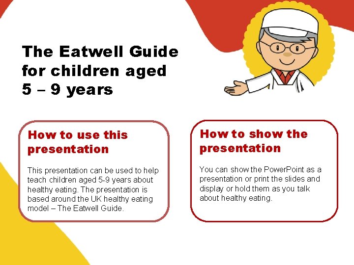 The Eatwell Guide for children aged 5 – 9 years How to use this