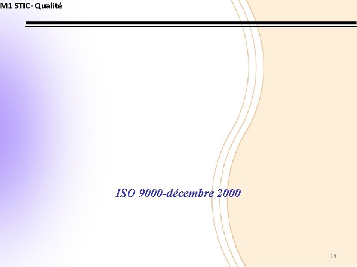 M 1 STIC- Qualité ISO 9000 -décembre 2000 14 