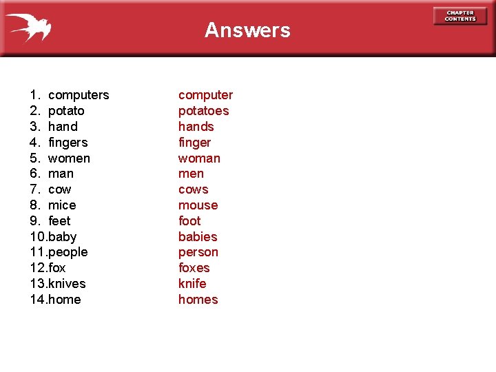 Answers 1. computers 2. potato 3. hand 4. fingers 5. women 6. man 7.