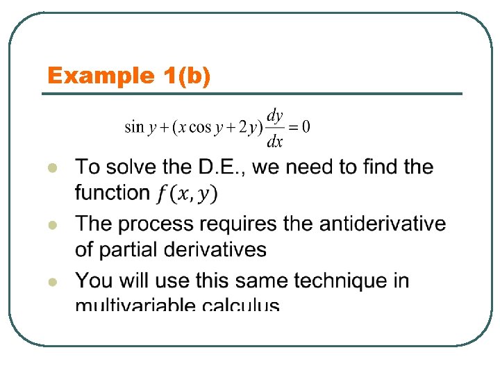 Example 1(b) l 