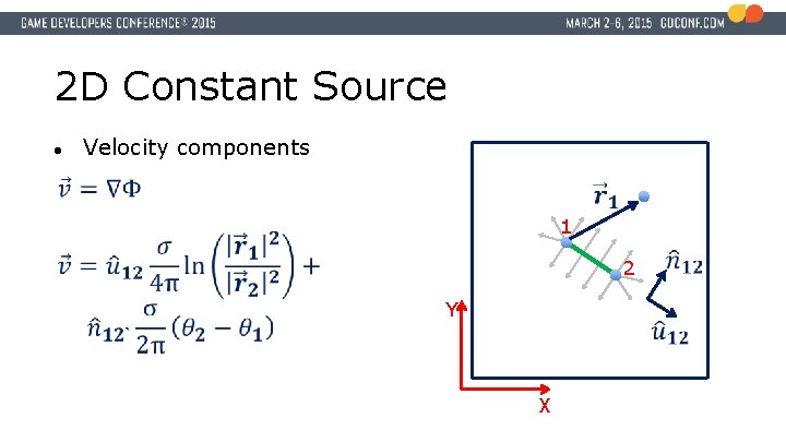 2 D Constant Source ● Velocity components 1 2 Y X 
