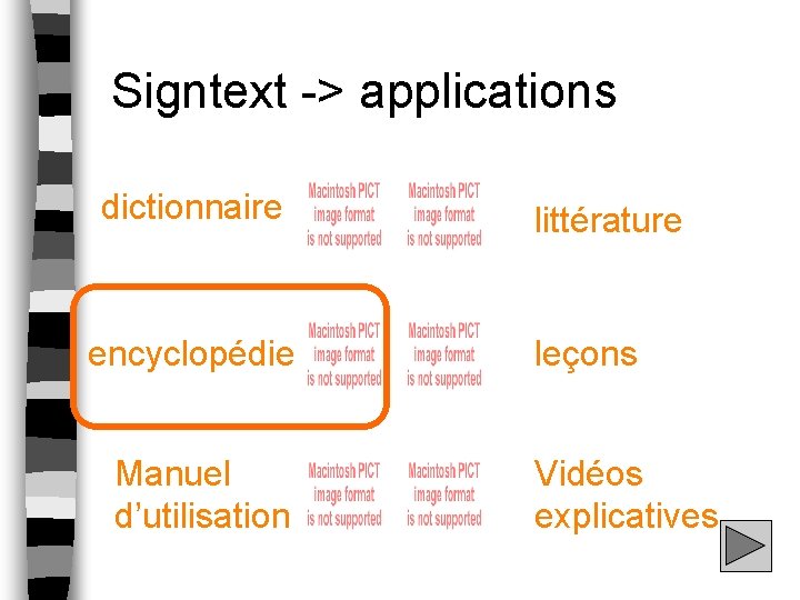 Signtext -> applications dictionnaire encyclopédie Manuel d’utilisation littérature leçons Vidéos explicatives 