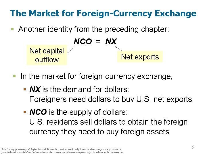 The Market for Foreign-Currency Exchange § Another identity from the preceding chapter: NCO =