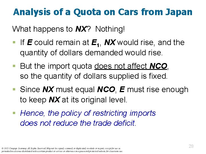 Analysis of a Quota on Cars from Japan What happens to NX? Nothing! §