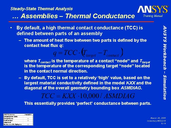 Steady-State Thermal Analysis … Assemblies – Thermal Conductance Training Manual – The amount of Steady-State Thermal Analysis … Assemblies – Thermal Conductance Training Manual – The amount of