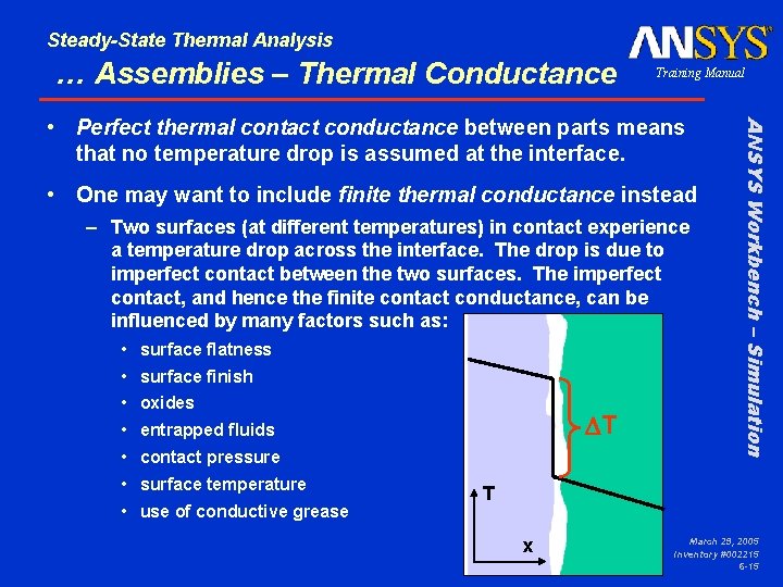 Steady-State Thermal Analysis … Assemblies – Thermal Conductance Training Manual • One may want