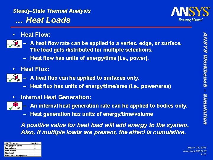 Steady-State Thermal Analysis … Heat Loads Training Manual – A heat flow rate can Steady-State Thermal Analysis … Heat Loads Training Manual – A heat flow rate can