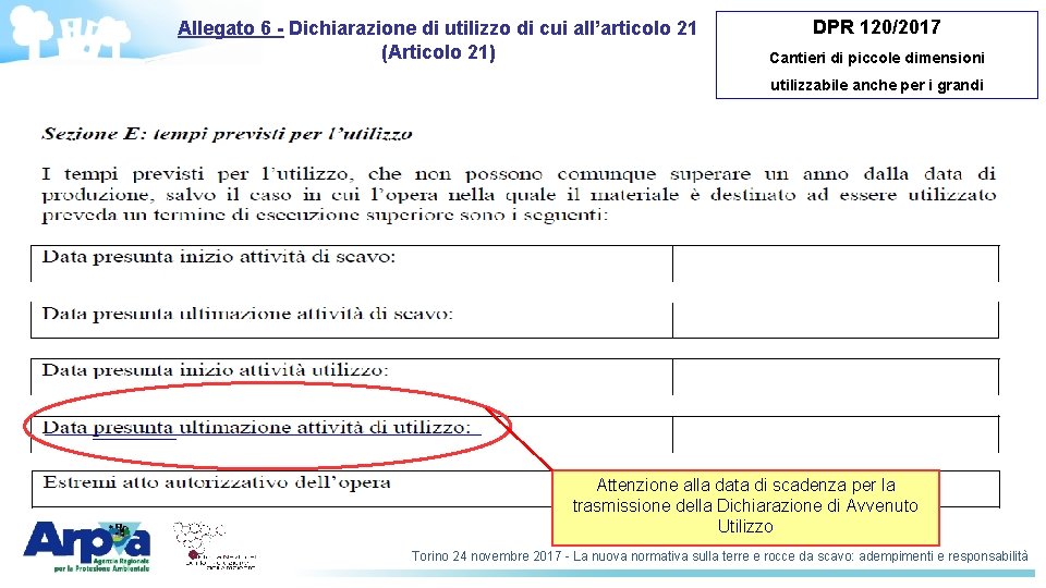 Allegato 6 - Dichiarazione di utilizzo di cui all’articolo 21 (Articolo 21) DPR 120/2017