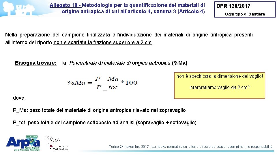 Allegato 10 - Metodologia per la quantificazione dei materiali di origine antropica di cui