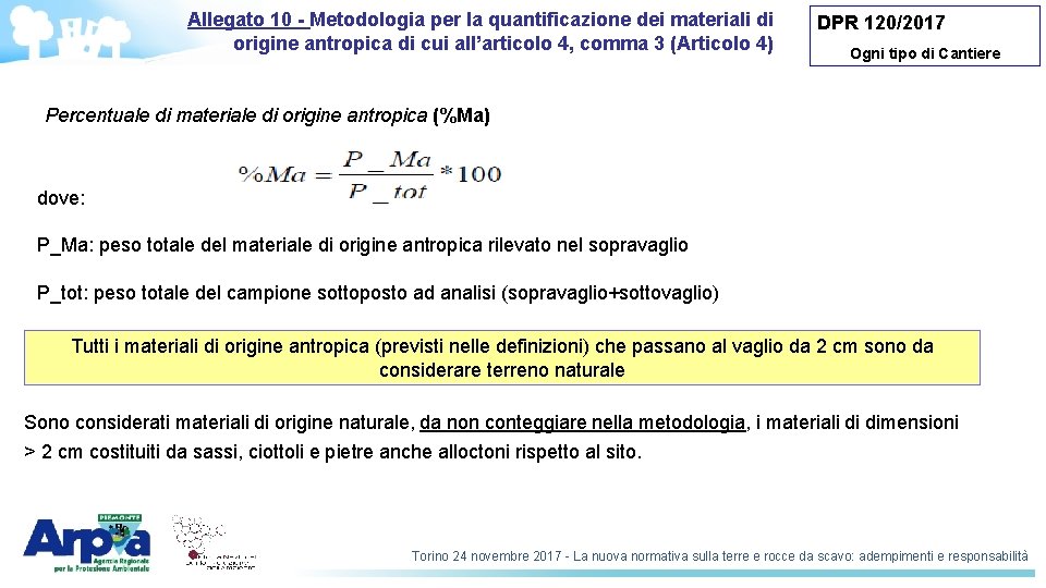 Allegato 10 - Metodologia per la quantificazione dei materiali di origine antropica di cui