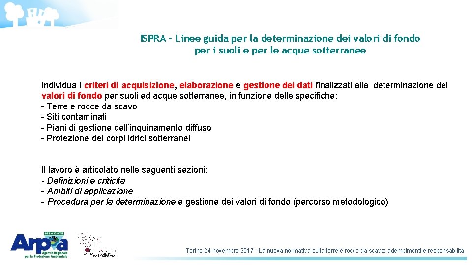 ISPRA - Linee guida per la determinazione dei valori di fondo per i suoli