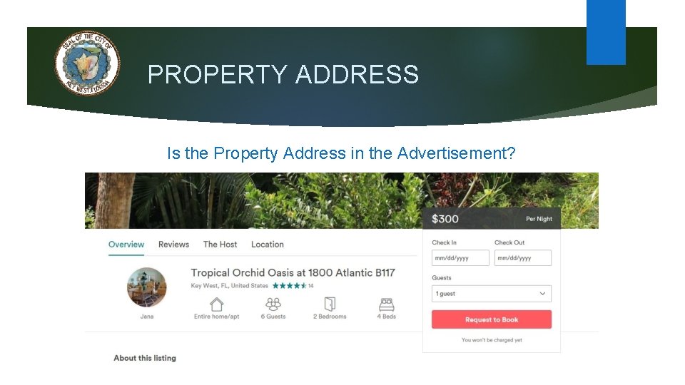 PROPERTY ADDRESS Is the Property Address in the Advertisement? 