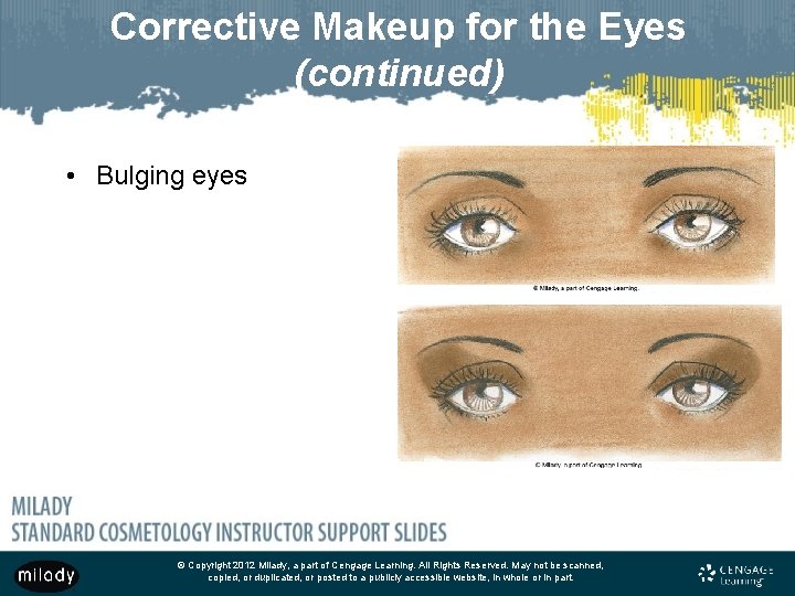 Corrective Makeup for the Eyes (continued) • Bulging eyes © Copyright 2012 Milady, a Corrective Makeup for the Eyes (continued) • Bulging eyes © Copyright 2012 Milady, a