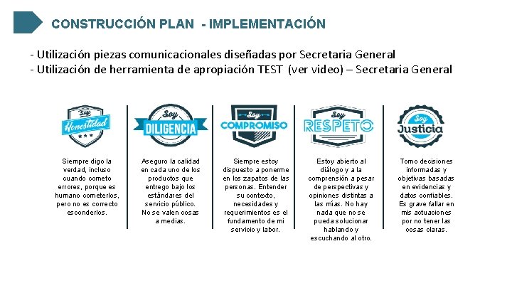 CONSTRUCCIÓN PLAN - IMPLEMENTACIÓN - Utilización piezas comunicacionales diseñadas por Secretaria General - Utilización