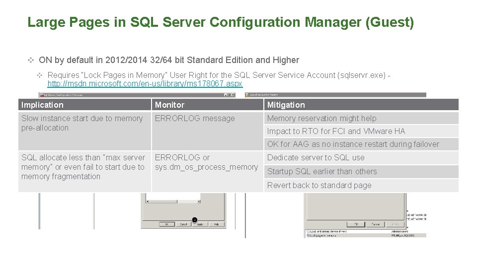 Large Pages in SQL Server Configuration Manager (Guest) v ON by default in 2012/2014