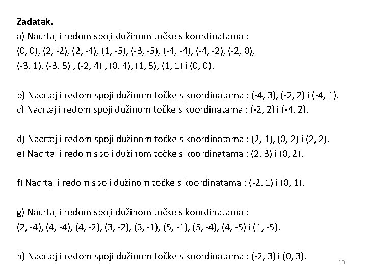 Zadatak. a) Nacrtaj i redom spoji dužinom točke s koordinatama : (0, 0), (2,