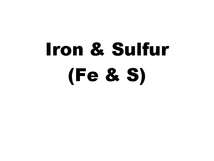 Iron & Sulfur (Fe & S) 