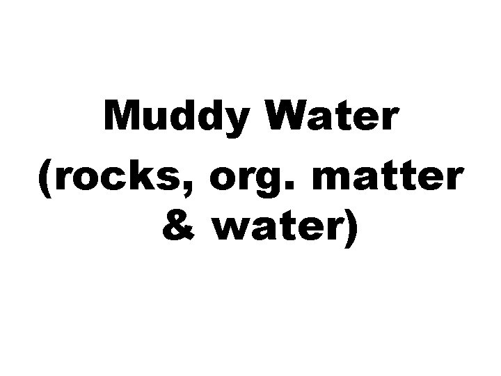 Muddy Water (rocks, org. matter & water) 