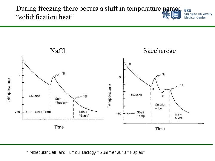 During freezing there occurs a shift in temperature named “solidification heat” Na. Cl Saccharose