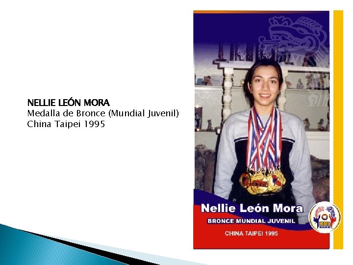 NELLIE LEÓN MORA Medalla de Bronce (Mundial Juvenil) China Taipei 1995 