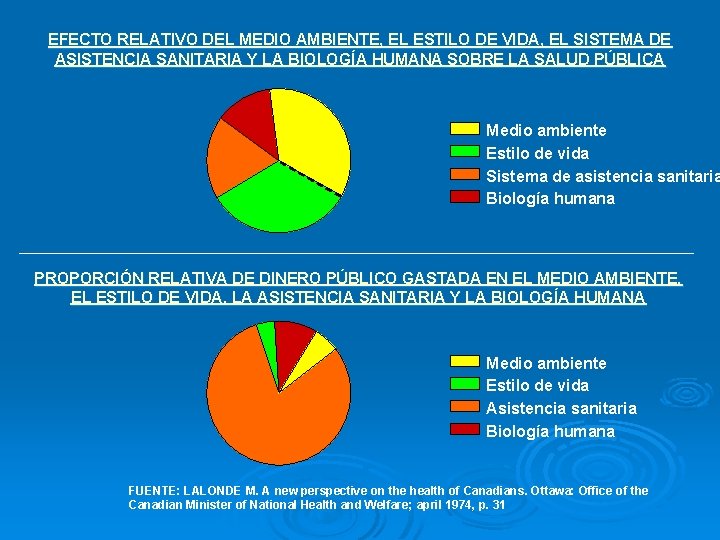 EFECTO RELATIVO DEL MEDIO AMBIENTE, EL ESTILO DE VIDA, EL SISTEMA DE ASISTENCIA SANITARIA