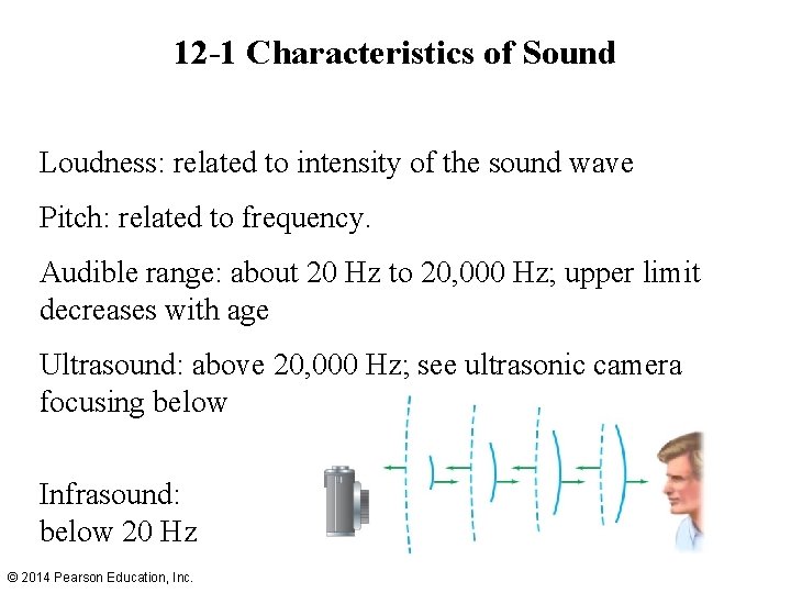 12 -1 Characteristics of Sound Loudness: related to intensity of the sound wave Pitch: