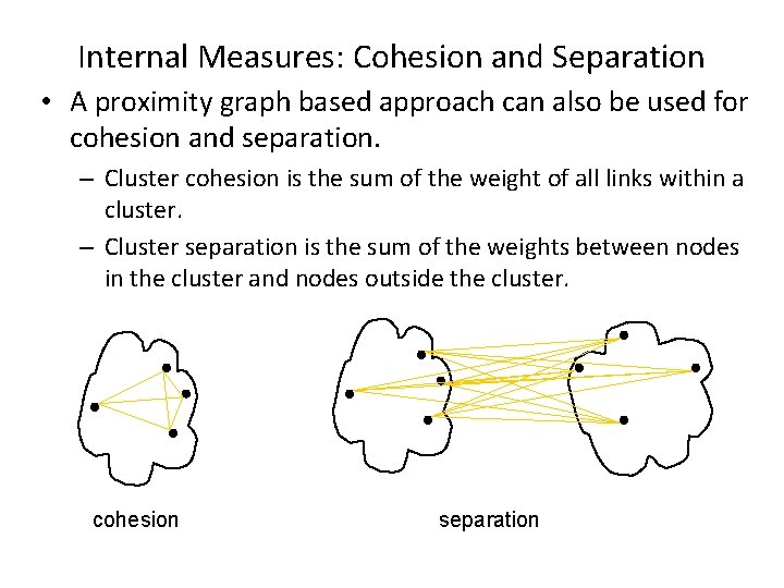 Internal Measures: Cohesion and Separation • A proximity graph based approach can also be