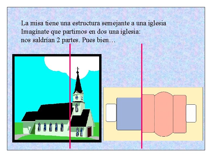 La misa tiene una estructura semejante a una iglesia Imagínate que partimos en dos