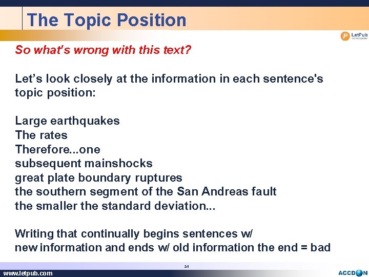 Topic And Position Examples The Science of Scientific Technical Writing How to