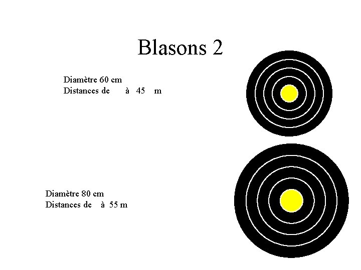 Blasons 2 Diamètre 60 cm Distances de à 45 m Diamètre 80 cm Distances