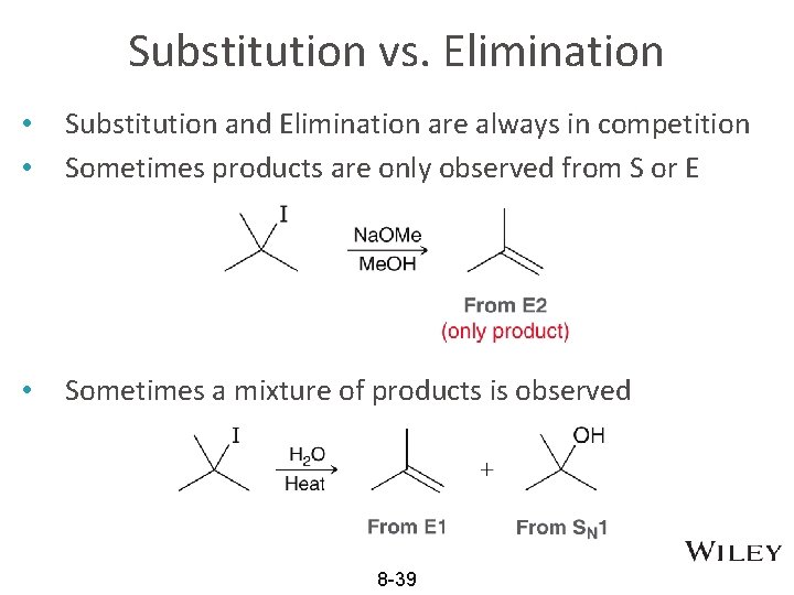 Substitution vs. Elimination • • Substitution and Elimination are always in competition Sometimes products