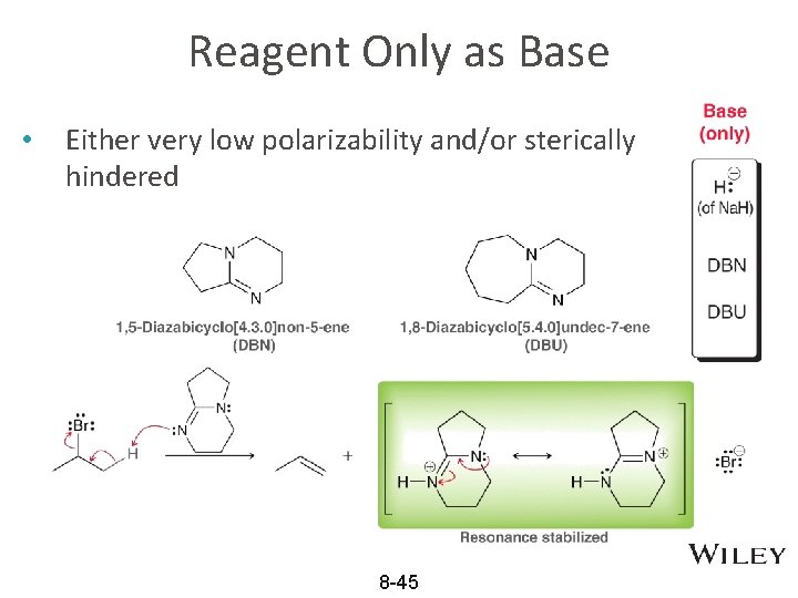 Reagent Only as Base • Either very low polarizability and/or sterically hindered 8 -45