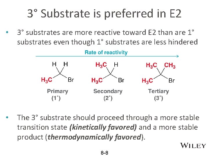 3° Substrate is preferred in E 2 • 3° substrates are more reactive toward